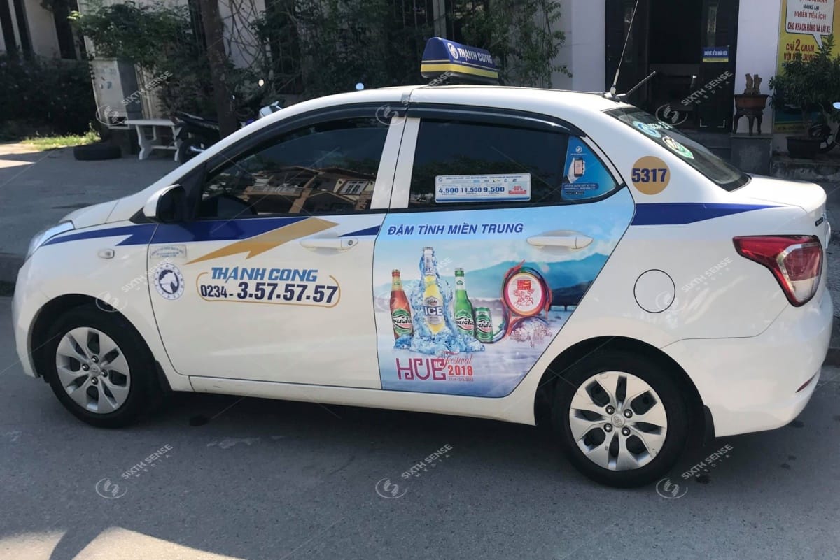 Quảng cáo trên xe taxi Thành Công tại Huế